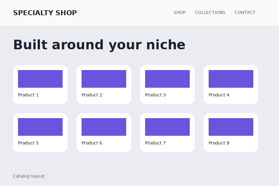 Specialty shops — Modular catalog