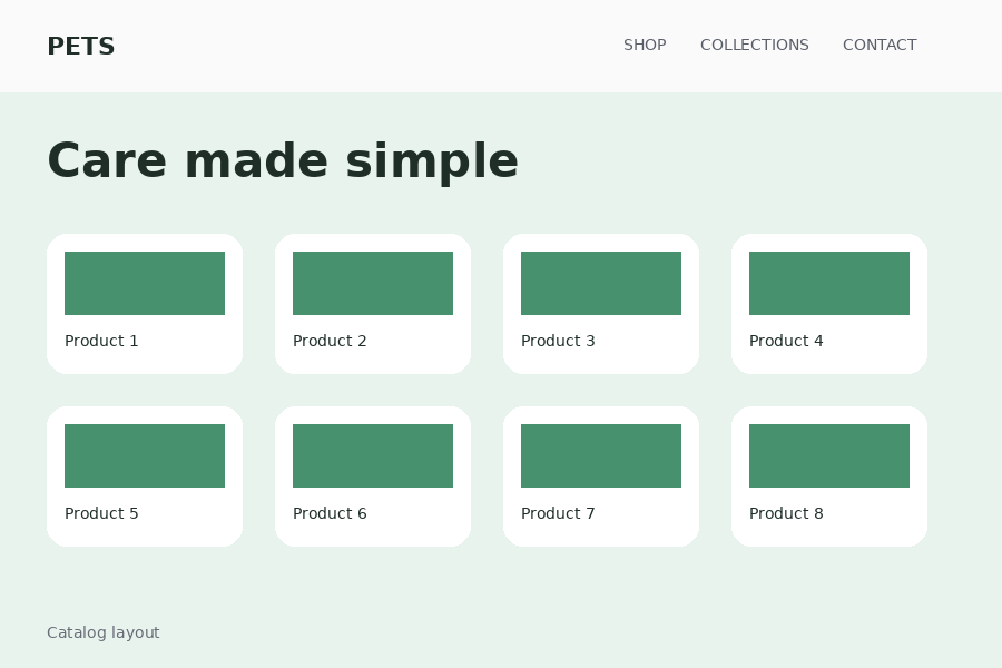 Pet shop — Pet category grid